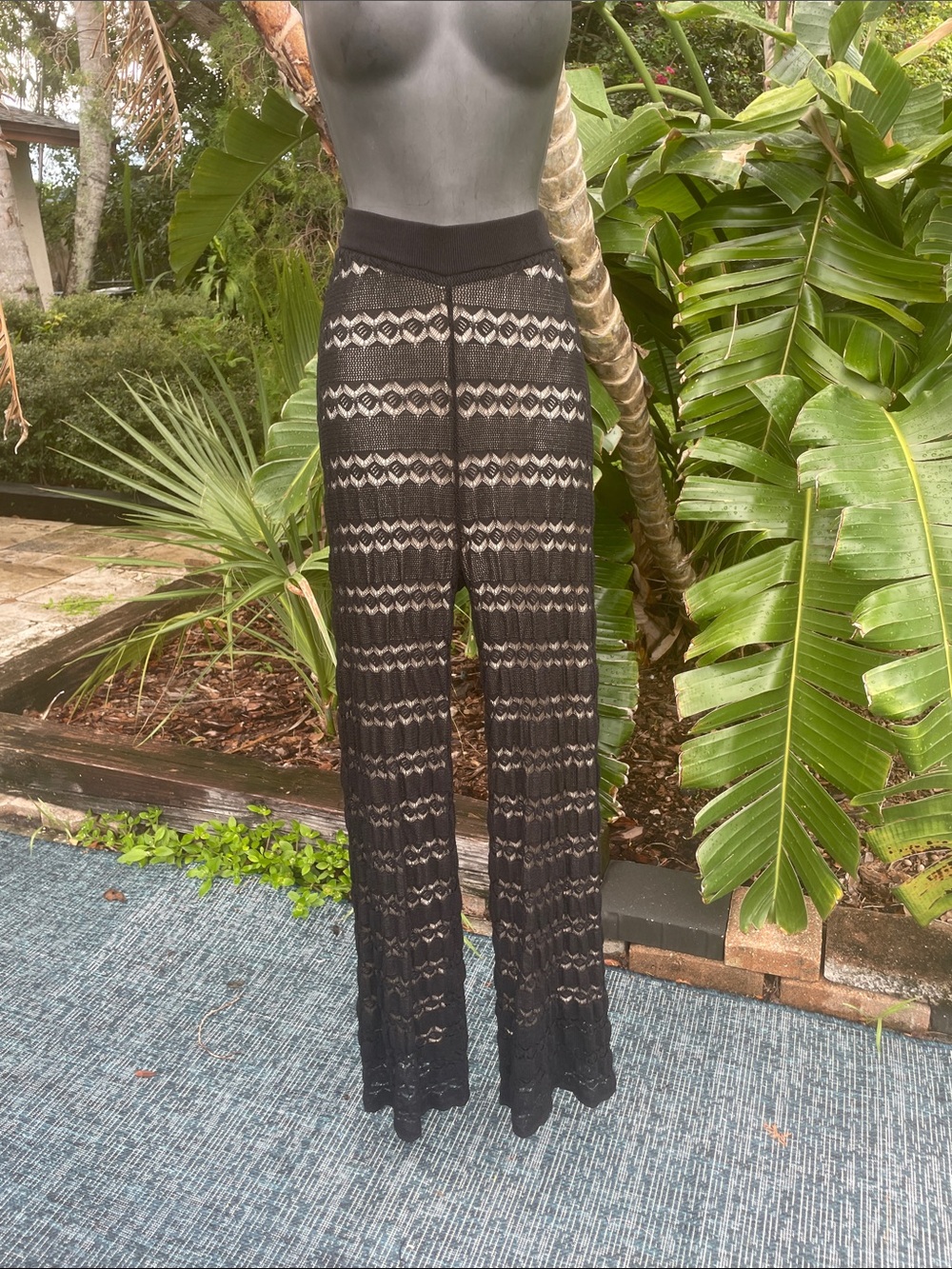 lace, crochet flared pants